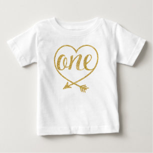 ONE One Year Old Heart Glitter-Print