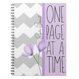 One Page at a Time – Motivational Lavender Floral Notitieboek