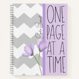 One Page at a Time – Motivational Lavender Floral Notitieboek