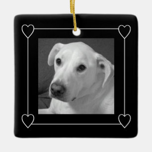 One Photo Heart Lijst Zwart-wit Keramisch Ornament