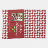 One Photo Holiday Red and White Houndstooth Theedoek (Horizontaal)