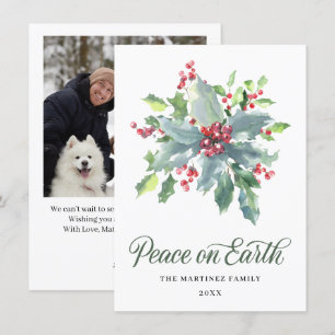 ONE PHOTO Holly and Berry Waterverf Greenery 2022 Feestdagenkaart