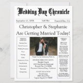 One Photo Newspaper QR Code White Wedding Program (Voorkant)