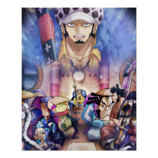 One piece, Law, Luffy en Captain Kid Perfect Poster