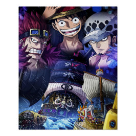 One piece, Law, Luffy en Captain Kid Perfect Poster