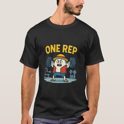 ONE REP Funny Gym Cartoon Egg Workout T-Shirt for  (Devant)