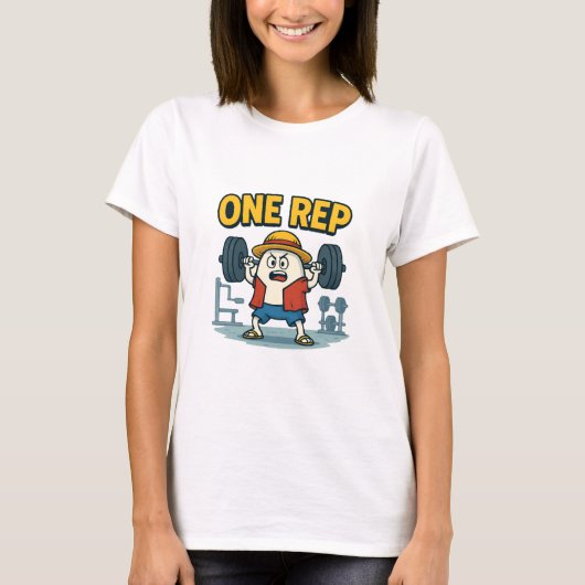 ONE REP Funny Gym Cartoon Egg Workout T-Shirt for (Devant)
