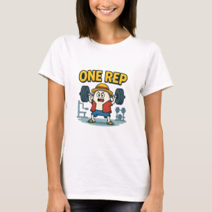 ONE REP Grappig Gym Cartoon Ei Workout T-Shirt voo