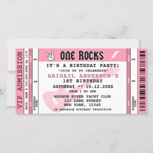 ONE ROCKS CONCERT TICKET 1E VERJAARDAG UITNODIGING
