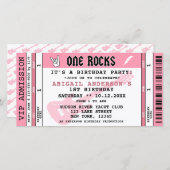 ONE ROCKS CONCERT TICKET 1ST BIRTHDAY INVITATION (Devant / Derrière)