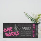 One Rocks - Fille 1er Anniversaire Invitation de b (Debout devant)