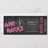 One Rocks - Fille 1er Anniversaire Invitation de b (Devant)