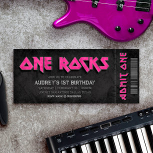 One Rocks - Fille 1er Anniversaire Invitation de b