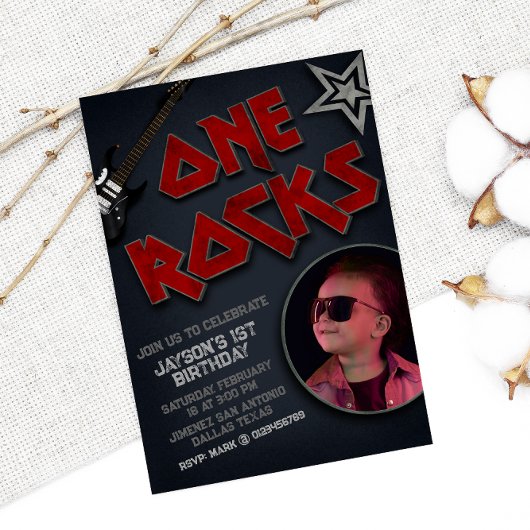 One Rocks met Afbeelding - Rockstar 1e verjaardag Kaart