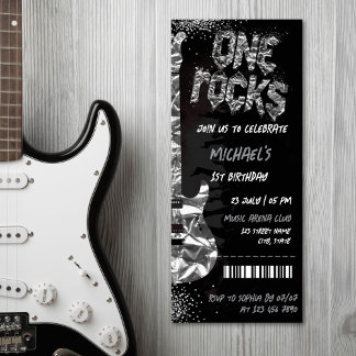 One Rocks Music Thema Concert Ticket Verjaardag Kaart