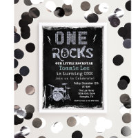 One Rockstar Drumset 1e verjaardag Uitnodiging