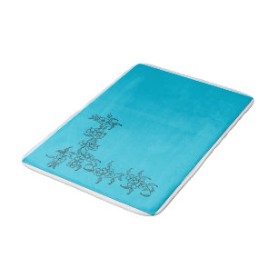 One-Side Border Design Badmat in blauw