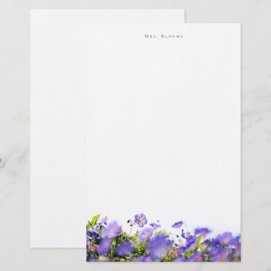 (One sided) Elegant floral Personalized Stationery Briefpapier (Voorkant / Achterkant)