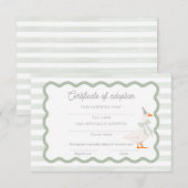 One Silly Goose 1st Birthday Adoption Certificate Kaart (Voorkant / Achterkant)