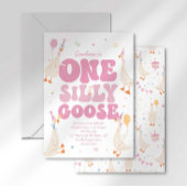 One Silly Goose 1st Birthday Invitation Girl Pink