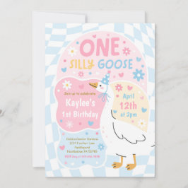 One Silly Goose 1st Birthday Party Spring Birthday Kaart