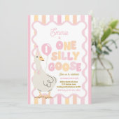 One Silly Goose 1st Birthday Party Spring Birthday Kaart (Staand voorkant)