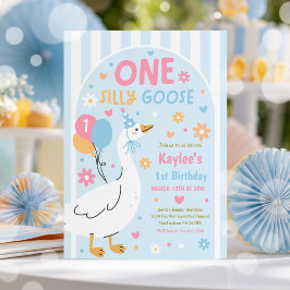 One Silly Goose 1st Birthday Party Spring Birthday Kaart
