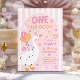 One Silly Goose 1st Birthday Party Spring Birthday Kaart