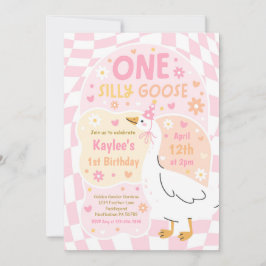 One Silly Goose 1st Birthday Party Spring Birthday Kaart