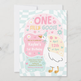 One Silly Goose 1st Birthday Party Spring Birthday Kaart
