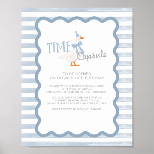 One Silly Goose 1st Birthday Time Capsule Sign Poster (Voorkant)