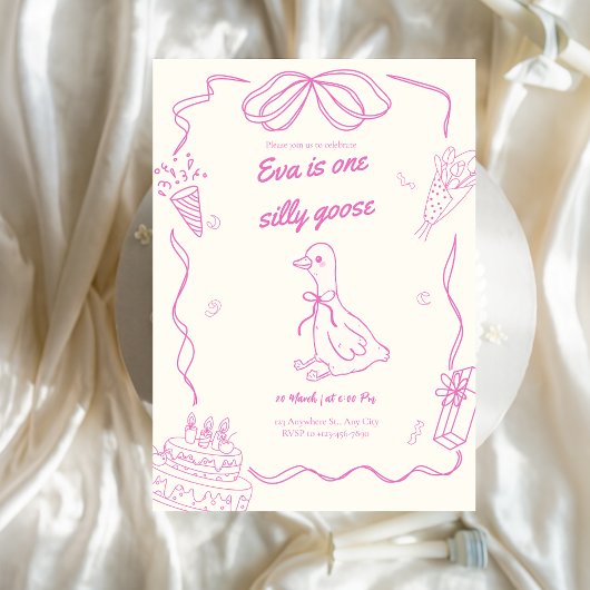 One Silly Goose Birthday Girl Invitation