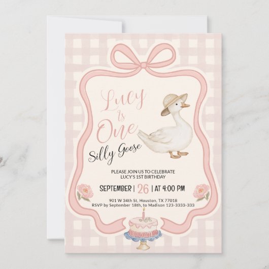 One Silly Goose Birthday Invitation (Devant)