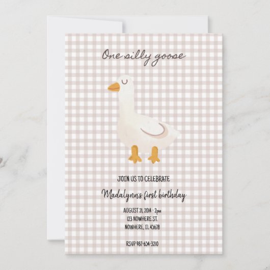 one silly goose birthday invitation (Devant)