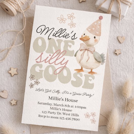One Silly Goose Birthday Invitation – Boho Goose 