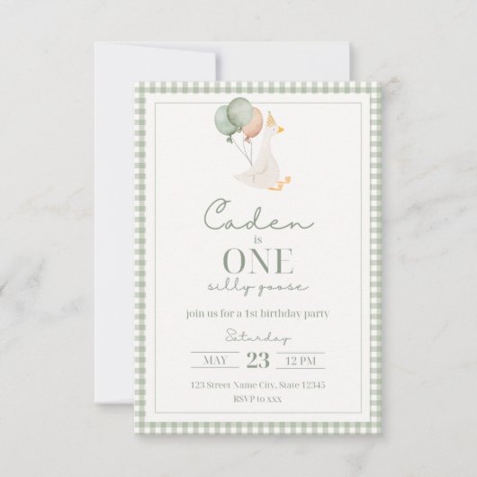 ONE Silly Goose Birthday Invitation Kaart (Voorkant)