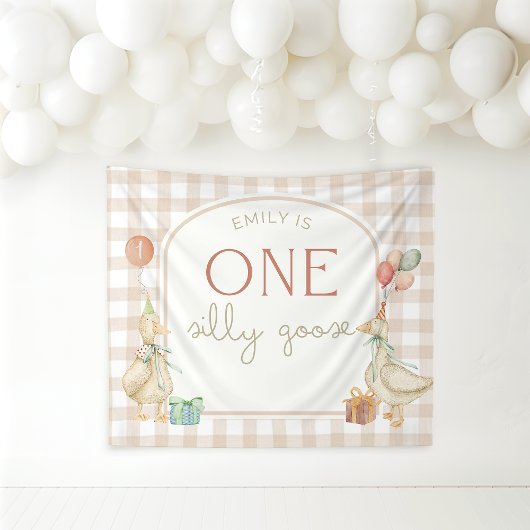 One Silly Goose Birthday Personalized Banner Wandkleed