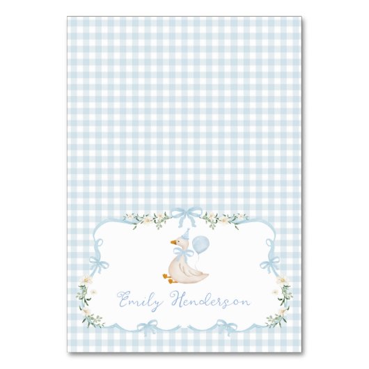 One Silly Goose Blue Balloon Table Place Cards Kaart (Voorkant)