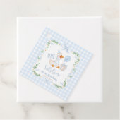 One Silly Goose Blue Bow Floral 1st Birthday Bedankjes Labels (In situ)