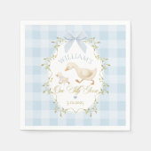 One Silly Goose Blue Gingham Boy 1st Birthday Servet (Voorkant)