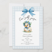 One Silly Goose Boy 1st Birthday Invitation Kaart (Voorkant)