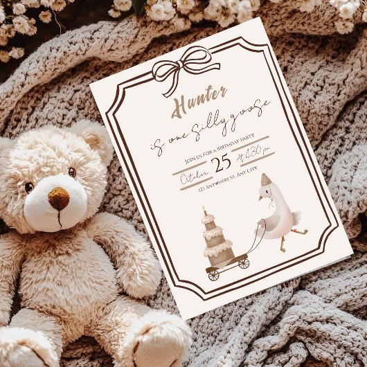 One Silly Goose Boy Birthday Invitation 