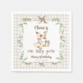 One Silly Goose Brown Bow 1st Birthday Servet (Voorkant)
