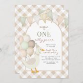 One Silly Goose First 1st Birthday Invitation (Devant / Derrière)