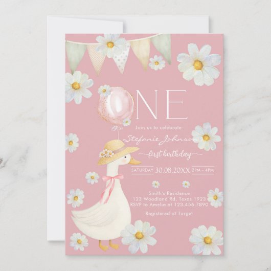 ONE Silly Goose First Birthday Invitation (Devant)