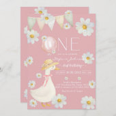 ONE Silly Goose First Birthday Invitation (Devant / Derrière)