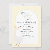 One Silly Goose First Birthday Invitation Kaart (Voorkant)