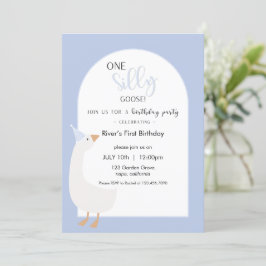 One Silly Goose First Birthday Invitation Kaart