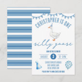 One Silly Goose, First Birthday Party Kaart (Voorkant / Achterkant)