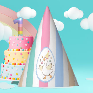 One Silly Goose First Birthday Pastel Watercolor Feesthoedjes